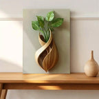1PC Framed Canvas Modern Leaf Vase Minimalist Art, Clean Design, Premium Canvas, Ideal for Contemporary Living Room, Office, or Home Decor, Perfect for Modern, Elegant Spaces