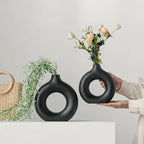 Modern round Vase, 1 Piece Decorative Flower Vase Centerpiece for Living Room and Dining Table, Home Decor Ornament, Flower Arrangement Vase