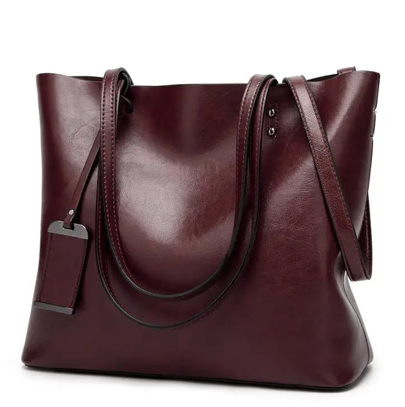 Waxing Leather Bucket Bag Simple Double Strap Handbag Shoulder Bags for Women 2024 All-Purpose Shopping Tote Sac Bolsa Feminina