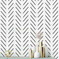 Erfoni Black and White Peel and Stick Wallpaper Modern Herringbone Contact Paper Bathroom 17.7Inch X 118.1Inch Geometric Removable Wallpaper Peel and Stick Self Adhesive Contact Paper for Accent Wall