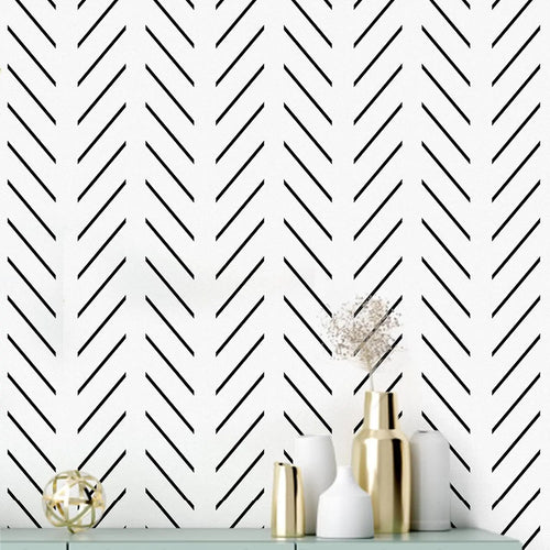 Erfoni Black and White Peel and Stick Wallpaper Modern Herringbone Contact Paper Bathroom 17.7Inch X 118.1Inch Geometric Removable Wallpaper Peel and Stick Self Adhesive Contact Paper for Accent Wall