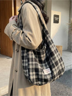 Retro Plaid Underarm Bag, Spring/Summer Textile Shoulder Bag, Crossbody Tote Bag, Casual Fashion Bag, Multi-Color Versatile Casual Large Capacity Bag, Suitable for Dates, Commuting, Shopping, and Compatible with Everyday Accessories