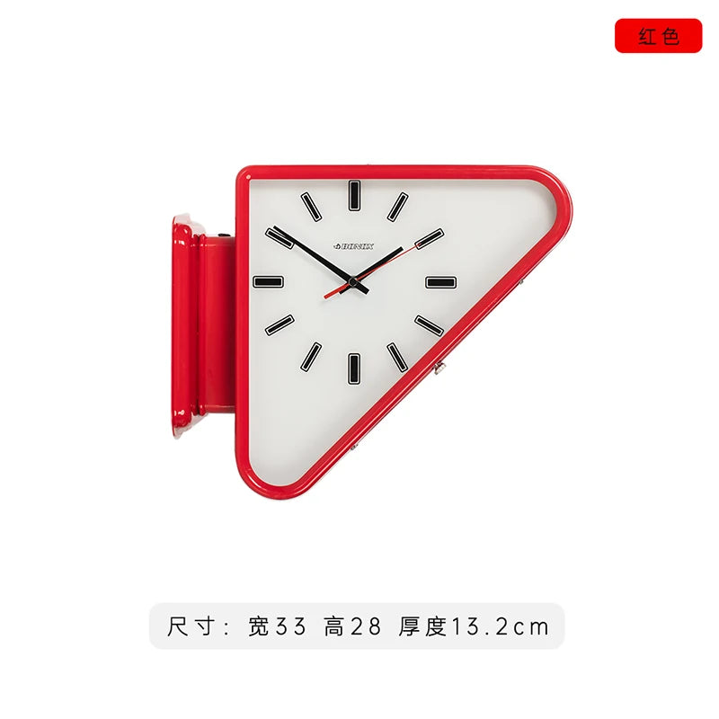 Living Room Minimalism Clocks Two-Sided Wall Clocks Triangle Modern Clock Mechanism Silent Design Clock Watch for Decoration