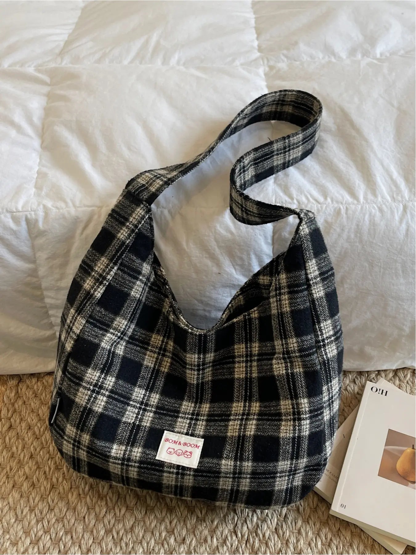 Retro Plaid Underarm Bag, Spring/Summer Textile Shoulder Bag, Crossbody Tote Bag, Casual Fashion Bag, Multi-Color Versatile Casual Large Capacity Bag, Suitable for Dates, Commuting, Shopping, and Compatible with Everyday Accessories