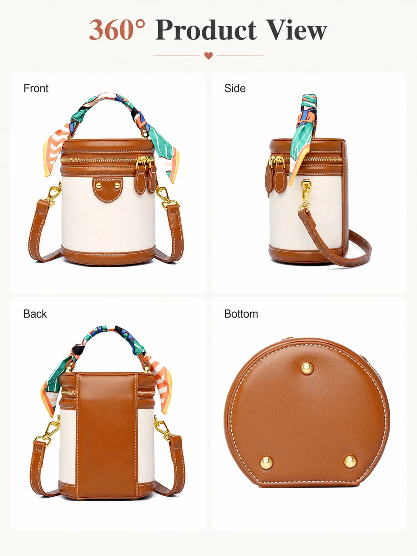 Mini Bucket Crossbody Bag for Women, Small round PU Leather Handbag with Top Handle, Versatile 2-In-1 Handheld and Crossbody Purse, Fashionable Shoulder Purse with Zipper Closure, for Everyday Casual Wear, Work, Dates and Vacation, Fashionable Bags