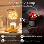 Boho Lamp Modern Metal Candle Warmer Lamp with Timer & Brightness Control Adjustable Flameless Safety Cylindrical Decorative for Home Decor & Relaxation Amber-Scented Jar Candle Warmer Lamp Ornaments White Wood #Summervibes
