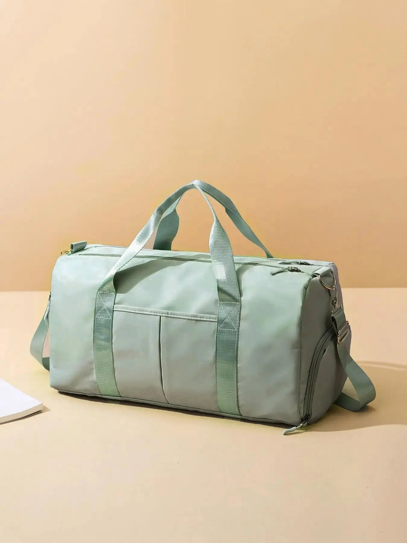 Women'S Fashion Large Capacity Travel Bag, Solid Color Letter Patch Zipper Pocket Travel Bag, Casual Lightweight Travel Bag for Gym & Short Business Trips, Durable Travel Duffels, Gym Bag, Travel Duffle Bag