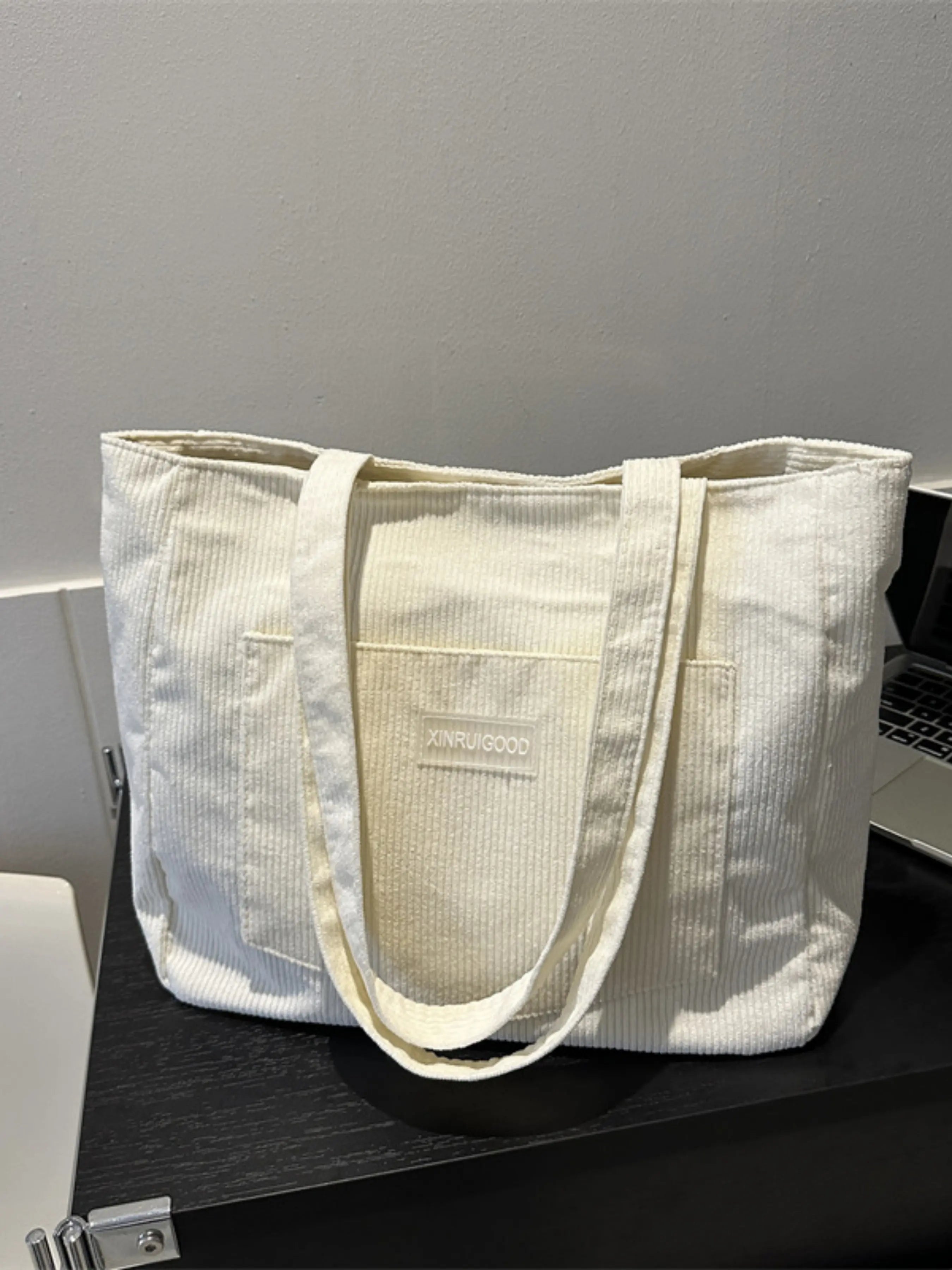 Women'S Solid Color Large Capacity Soft Commuter Tote Bag, Fashionable Shoulder Bag for Daily Used, Casual Trendy Versatile High-Quality Daily Commuting Bag, Lightweight Tote Bag