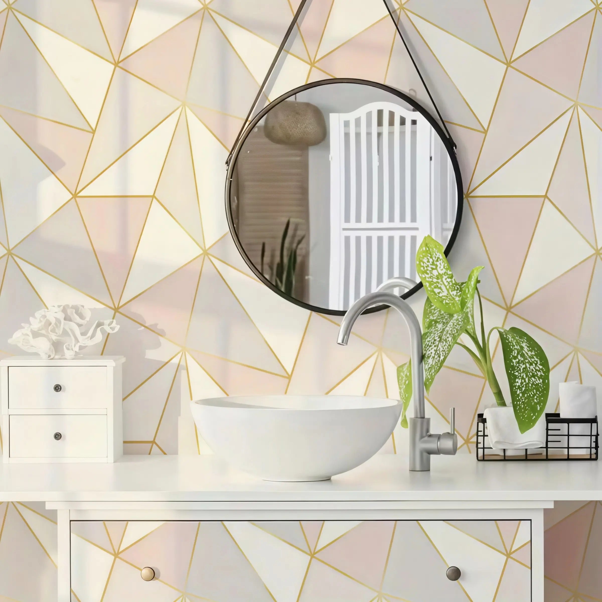 1 Roll Dreamy Geometric Peel and Stick Wallpaper, Removable Self-Adhesive Wall Mural, Modern Decor for Bedroom & Living Room, Sticky Wallpaper Peel and Stick