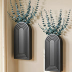 Ivydale 2 Pack Wooden Wall Vases with Fake Plants, Wall Hanging Planters Boho Modern Farmhouse Indoor for Narrow Spaces Entryway Bathroom Home Office Decoration, Brown