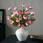 6-Piece Set of Imitation Silk Peony Flower Vase Decoration -4 Simulated Peony Branches with Stems DIY Bouquet Center Decoration, Wedding Filling Arrangement, Bathroom Decoration Table Ornaments
