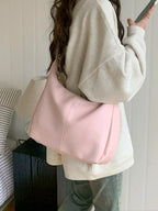 Women'S Solid Color Shoulder Bag, Back to School, Fashion Bags, Fashionable Large Capacity Crossbody Bag for Daily Used, Casual Trendy Versatile High-Quality Daily Commuting Bag, Hobo Shoulder Bag, Crossbody Shoulder Handbag, Daily Commuter Bag