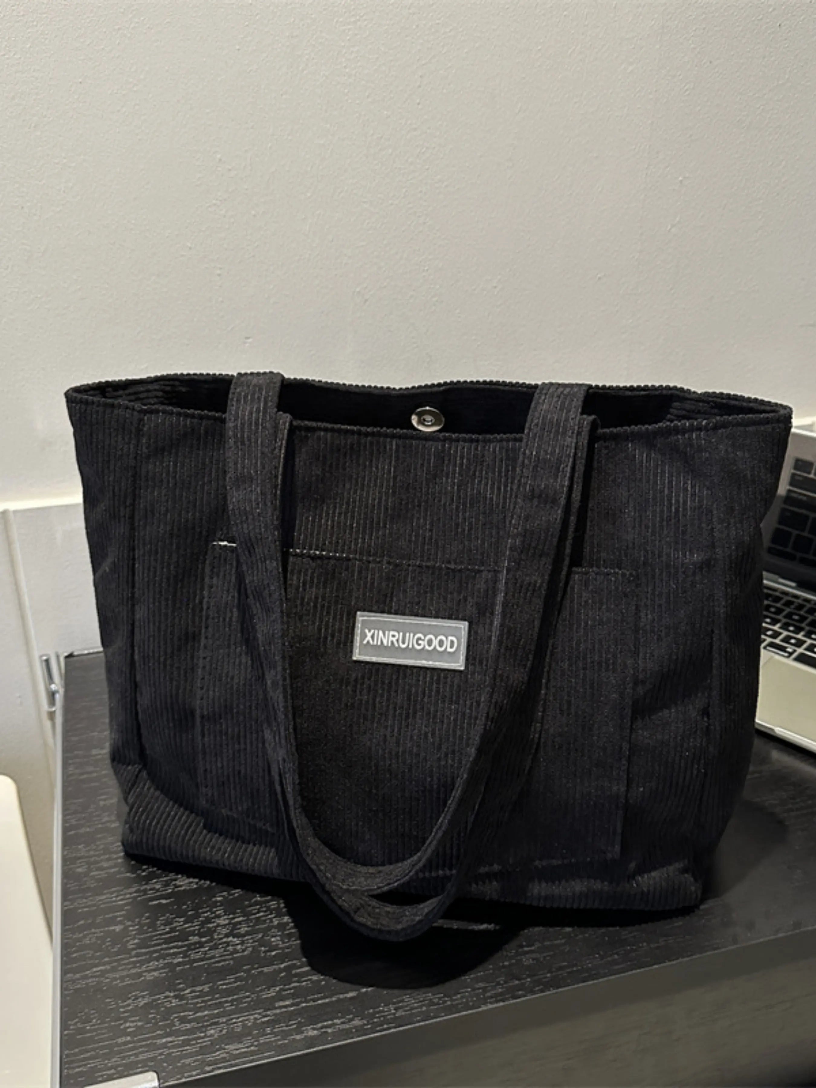Women'S Solid Color Large Capacity Soft Commuter Tote Bag, Fashionable Shoulder Bag for Daily Used, Casual Trendy Versatile High-Quality Daily Commuting Bag, Lightweight Tote Bag