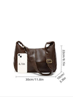 Women'S Solid Color Shoulder Bag, Back to School, Fashion Bags, Fashionable Large Capacity Crossbody Bag for Daily Used, Casual Trendy Versatile High-Quality Daily Commuting Bag, Hobo Shoulder Bag, Crossbody Shoulder Handbag, Daily Commuter Bag