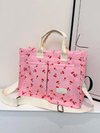 Summer Everything Tote Bag for Women, Plain/Cherry Pattern Work Bag, Everyday Shoulder Bag, Trendy Versatile Commuting Bag, Girl Large Beach Bags