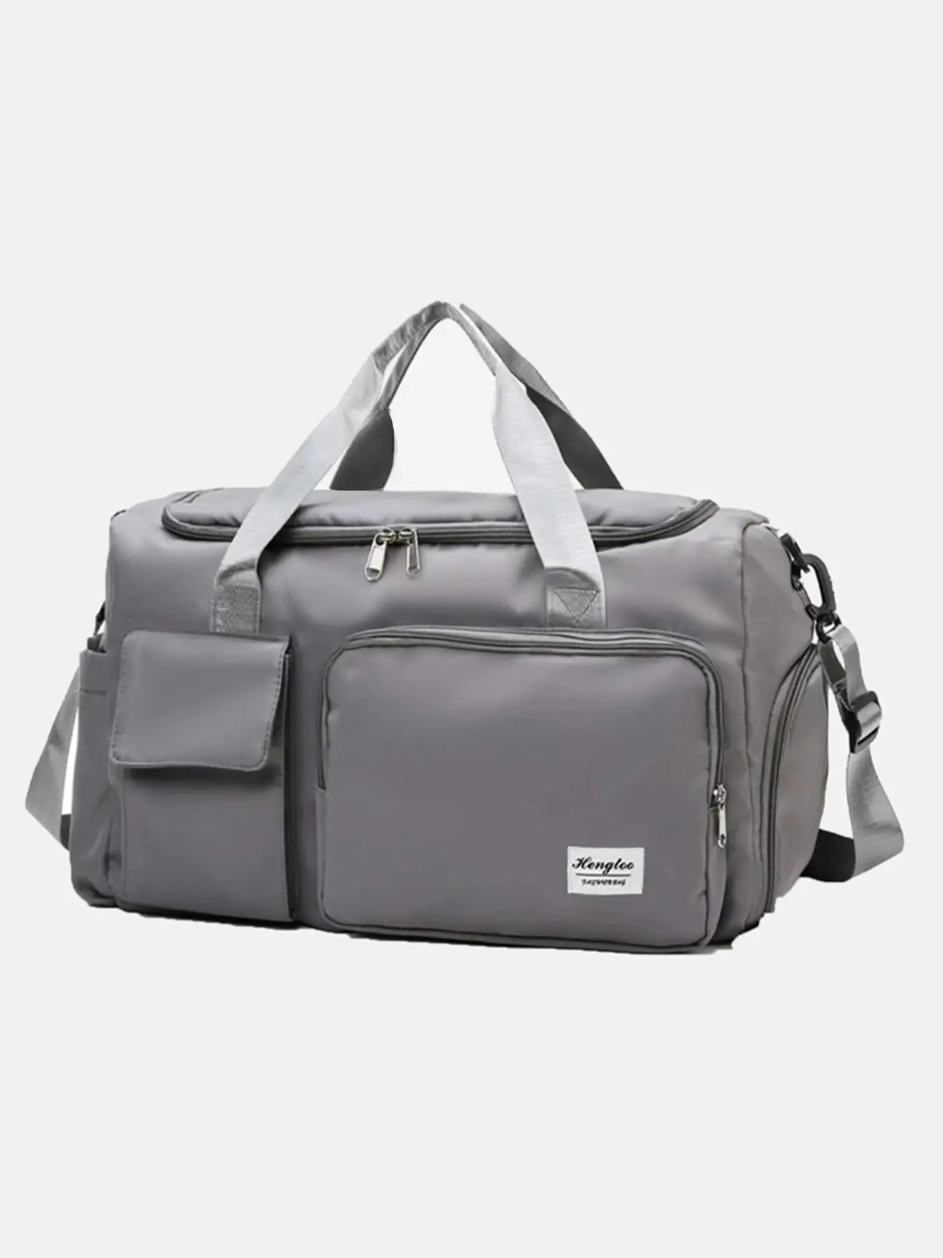 Women'S Fashion Large Capacity Travel Bag, Solid Color Letter Patch Zipper Pocket Travel Bag, Casual Lightweight Travel Bag for Gym & Short Business Trips, Durable Travel Duffels, Gym Bag, Travel Duffle Bag