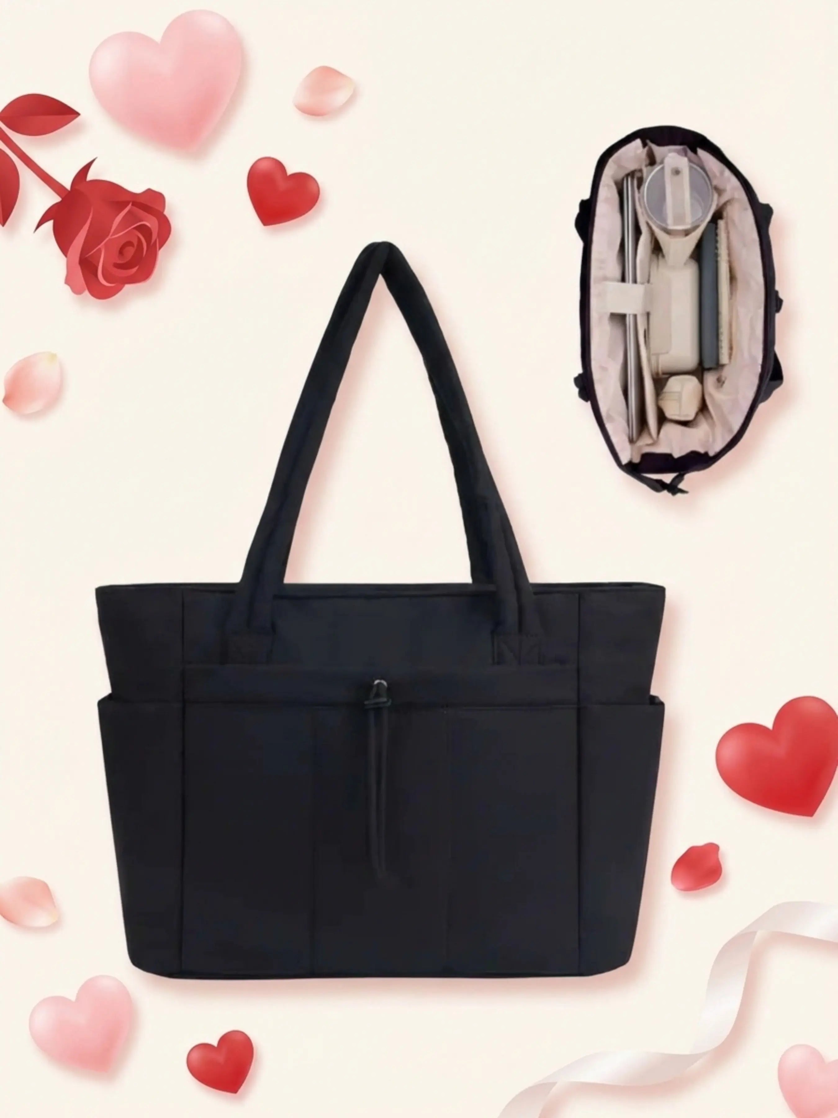 〖Valentines Day〗Insulated Tote Bag with Cup Holder & Laptop Compartment, Everyday Tote, Travel Work Care Bag for Women, All Seasons Casual Style Tote Purses