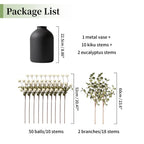 Artificial Flowers in Vase for Centerpieces: Vase with 12 Stems of Mums Kiku Flowers Eucalyptuses Faux Pom Poms Floral Arrangements for Kitchen Island Entryway Table