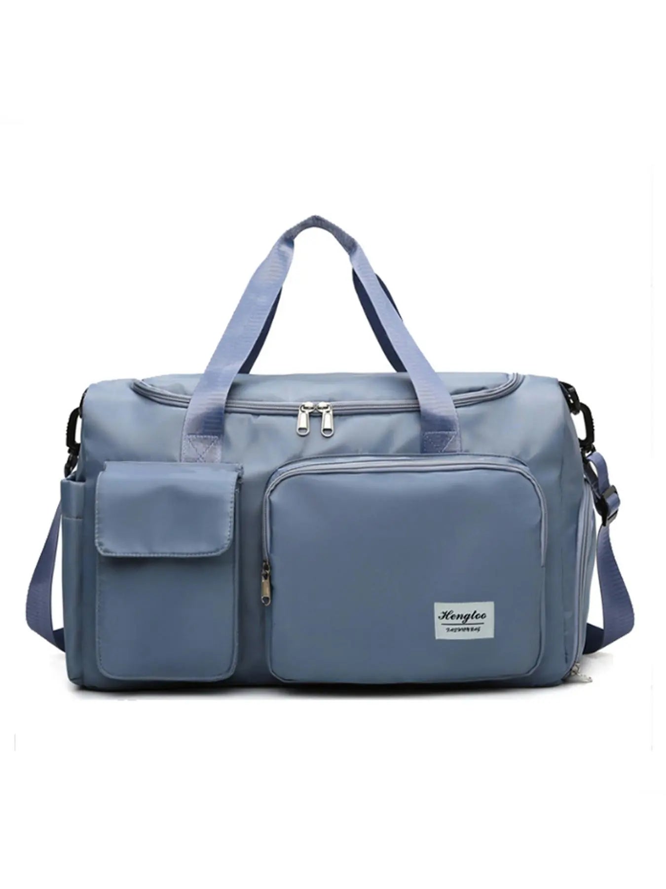 Women'S Fashion Large Capacity Travel Bag, Solid Color Letter Patch Zipper Pocket Travel Bag, Casual Lightweight Travel Bag for Gym & Short Business Trips, Durable Travel Duffels, Gym Bag, Travel Duffle Bag