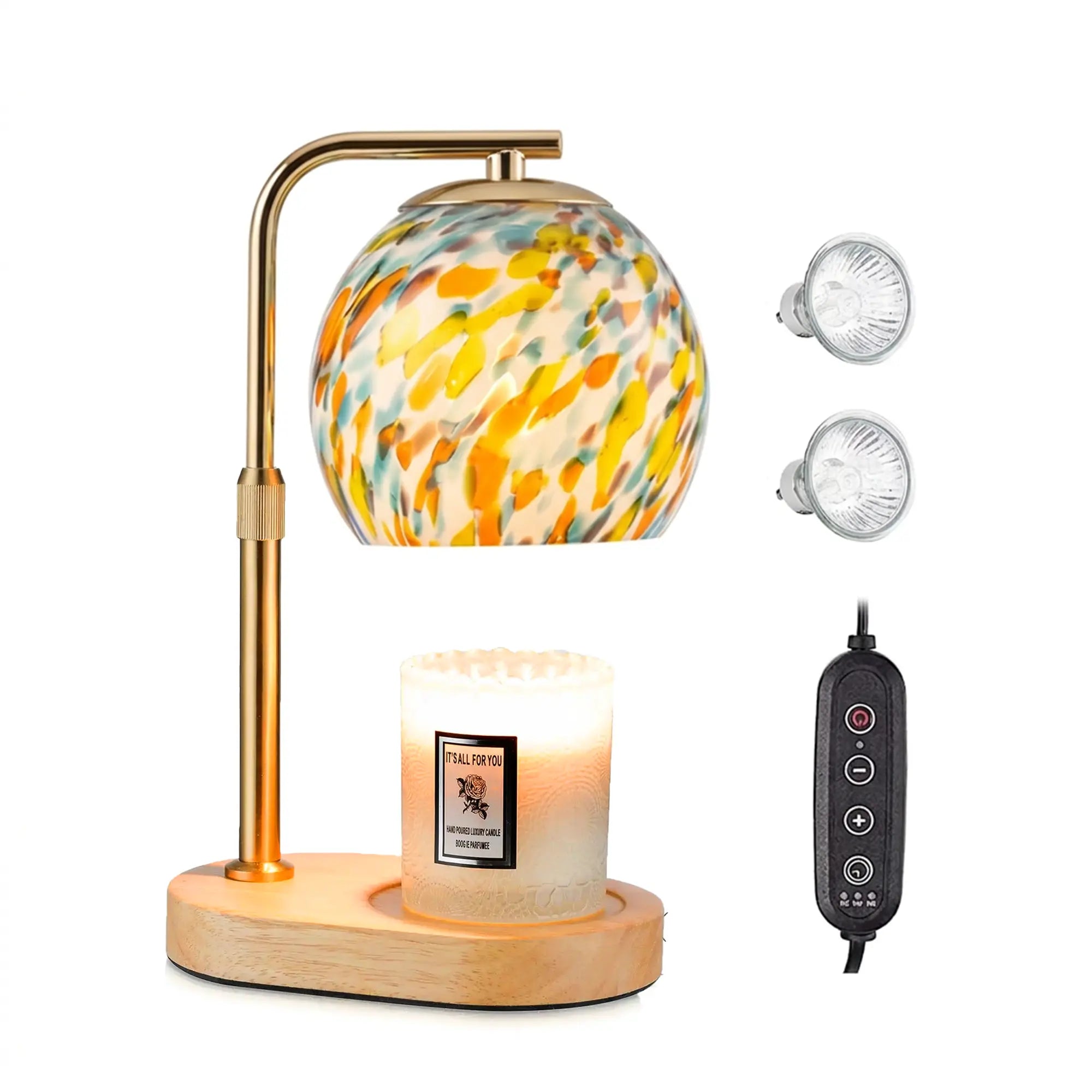Boho Lamp Modern Metal Candle Warmer Lamp with Timer & Brightness Control Adjustable Flameless Safety Cylindrical Decorative for Home Decor & Relaxation Amber-Scented Jar Candle Warmer Lamp Ornaments White Wood #Summervibes