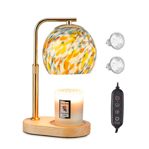Boho Lamp Modern Metal Candle Warmer Lamp with Timer & Brightness Control Adjustable Flameless Safety Cylindrical Decorative for Home Decor & Relaxation Amber-Scented Jar Candle Warmer Lamp Ornaments White Wood #Summervibes