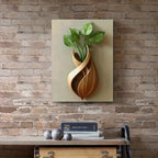 1PC Framed Canvas Modern Leaf Vase Minimalist Art, Clean Design, Premium Canvas, Ideal for Contemporary Living Room, Office, or Home Decor, Perfect for Modern, Elegant Spaces