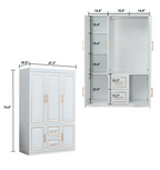 YG-5 Armoire Wardrobe  74" H 3 Doors 2 Drawers White Bedroom Wardrobe Armoire Closet Freestanding Clothes Storage Armoire Organizer with Hanging Rod Shelves Clothes Cabinet for Bathrooms Clothes Storage