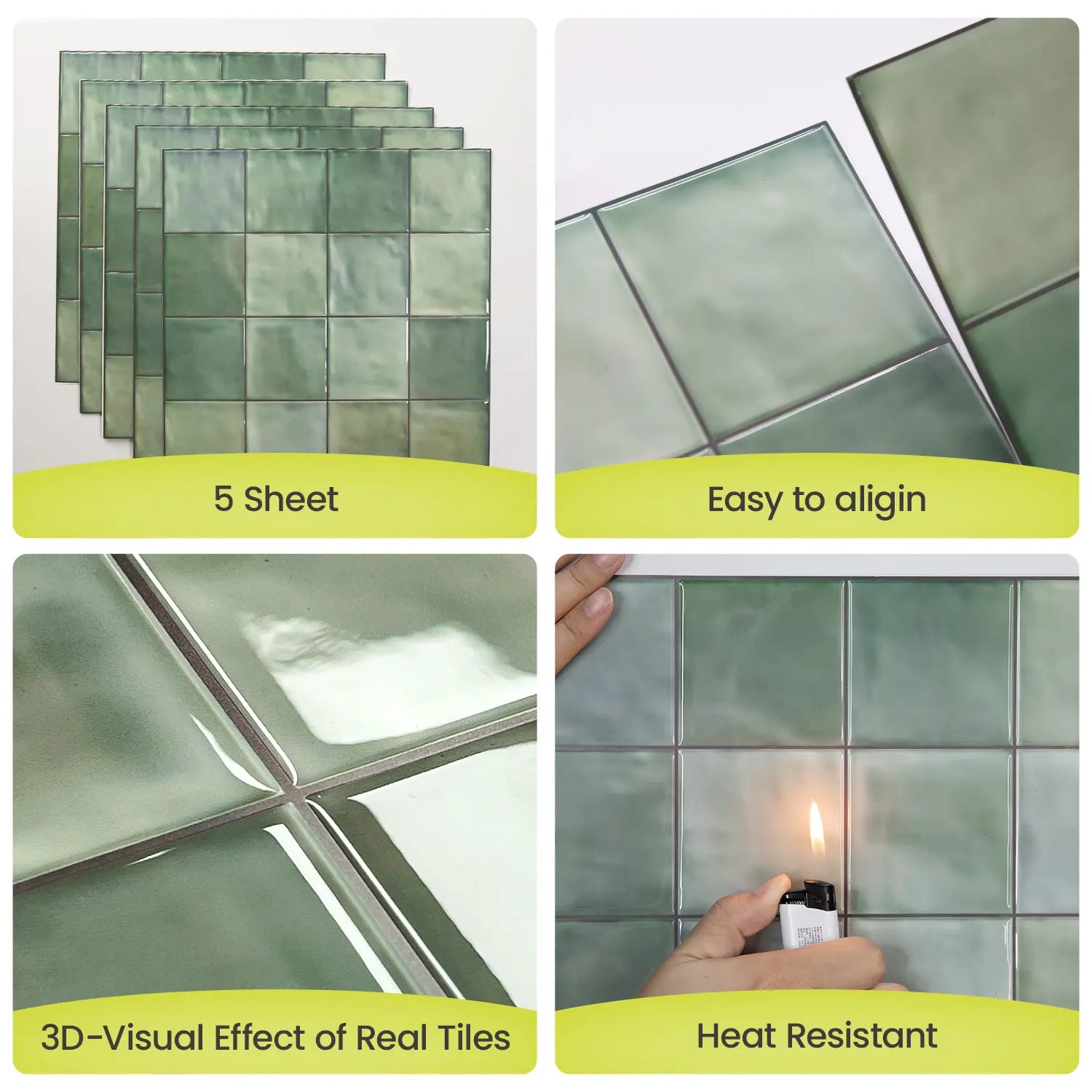 Fancytiles 5 Sheets Peel and Stick Backsplash, Premium Self Adhesive Wall Tiles Peel and Stick -11.8" X 11.8" for Bathroom, Fireplace, RV, Kitchen