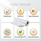 23.62In*393.7In/23.6In*196.8In Marble Peel-And-Stick Countertop Contact Paper, Self-Adhesive Waterproof Oil-Proof PET Stickers for Kitchen Cabinets, Heat-Resistant Thick Peel-And-Stick Furniture Stickers for Door Renovation, Stick-On Furniture Stickers