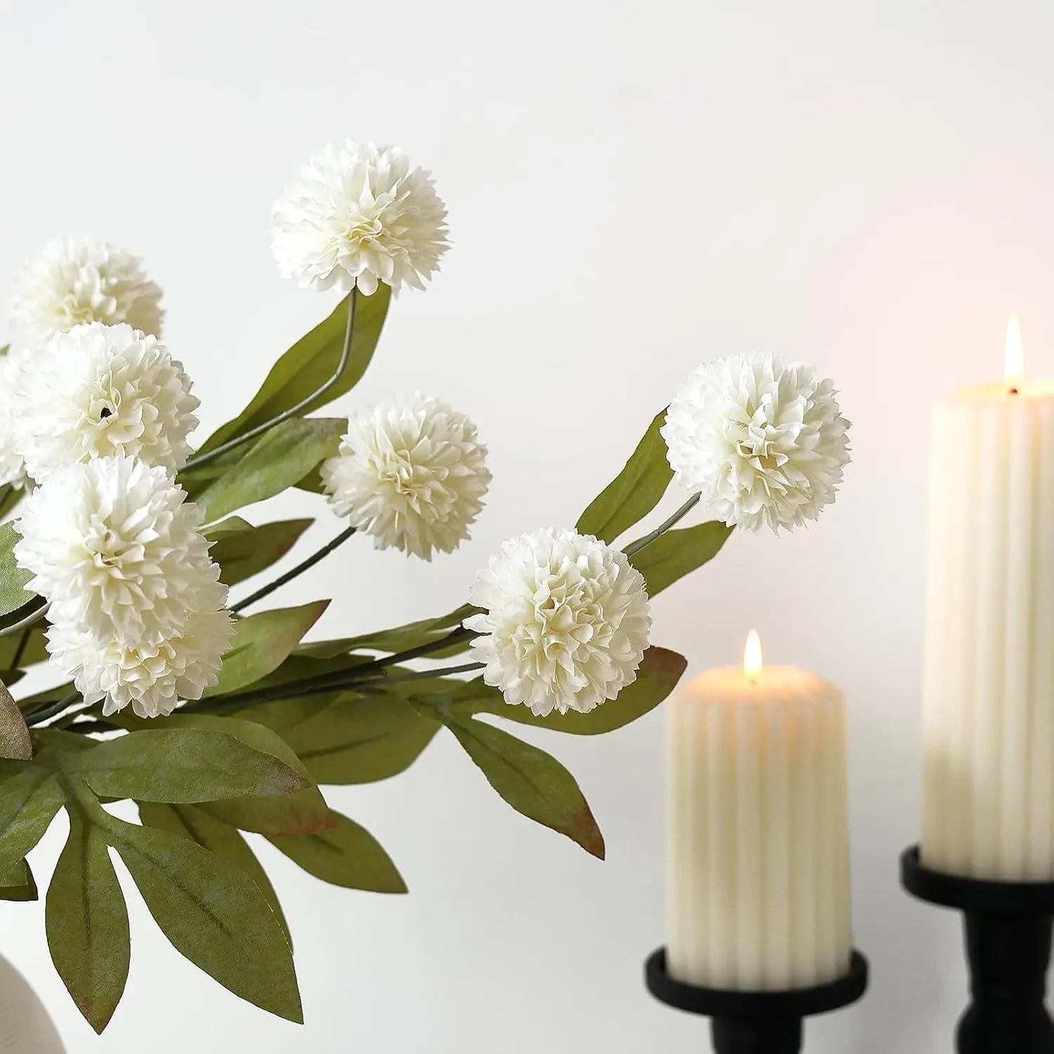10-Pack Ultra Realistic Faux Silk Pompon Mum Artificial Flowers for Vase – Perfect DIY Bouquet, Table Centerpiece, Wedding, Home & Coffee Table Decor (Vase Not Included)