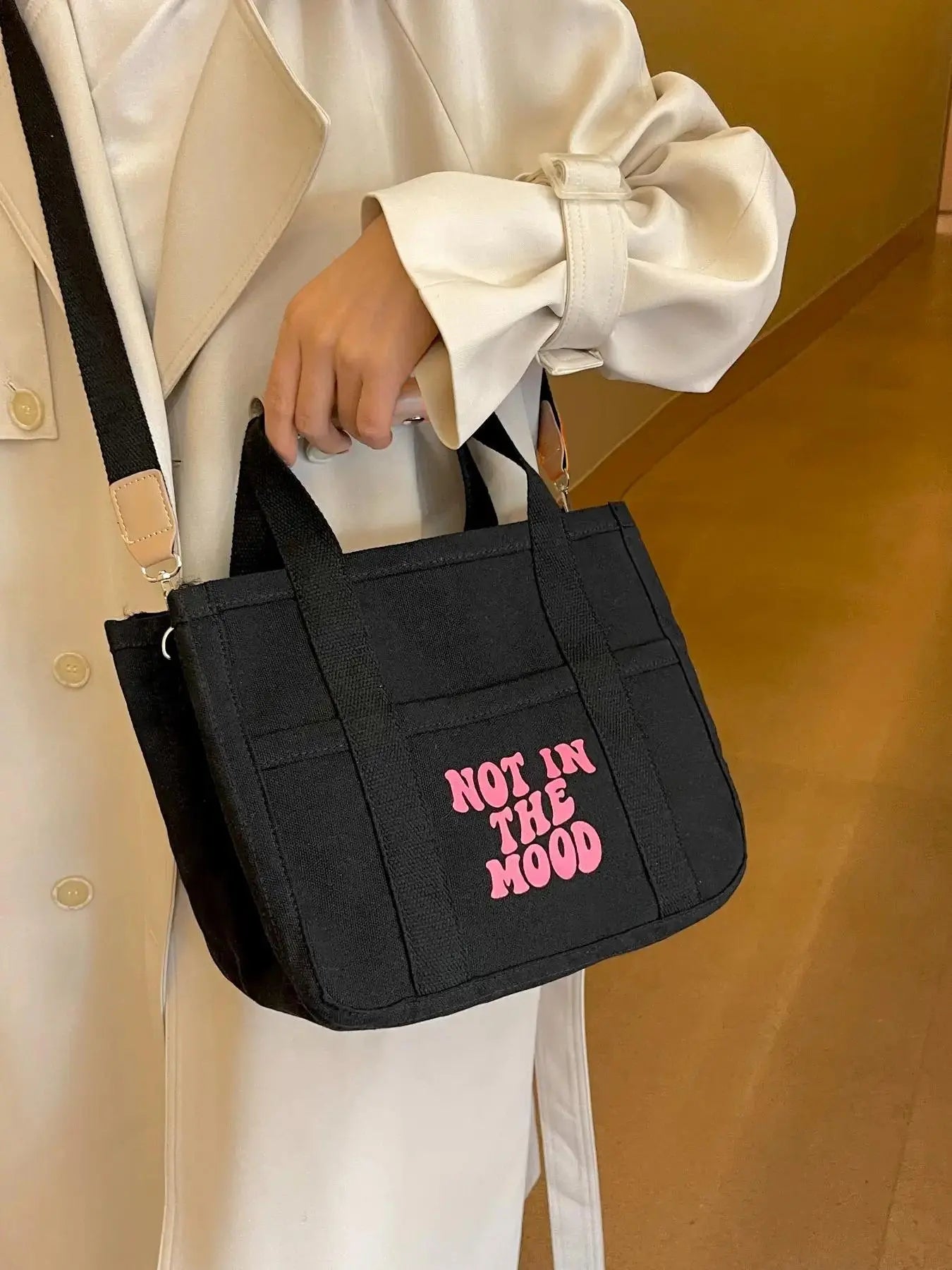 2024 Women'S Solid Color Canvas Tote Bag for School with Removable Bottom Compartment, Large Capacity Oversize Trendy Shoulder Bag for College