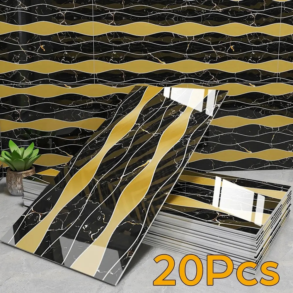 20Pcs Luxury Imitation Marble Peel-And-Stick Wall Panels, Self-Adhesive Home Decor Wall Stickers, Peel-And-Stick Wall Stickers
