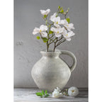 Serene Spaces Living Gray Ceramic Jug Vase 10.5 Diameter & 10.5 Tall Vintage Pitcher Design Stone like Texture Exotic Vase for Long Stemmed Flowers