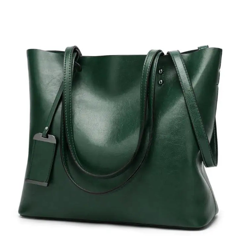 Waxing Leather Bucket Bag Simple Double Strap Handbag Shoulder Bags for Women 2024 All-Purpose Shopping Tote Sac Bolsa Feminina